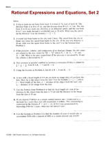 Rational Expressions and Equations, Set 2