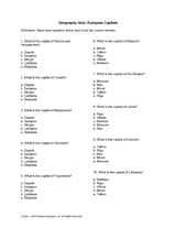 Geography Quiz: European Capitals
